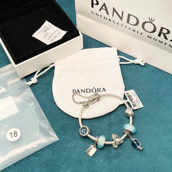 Pandora Shell Clasp Snake Chain Moments Bracelets size 7 inches - Picture 1 of 12